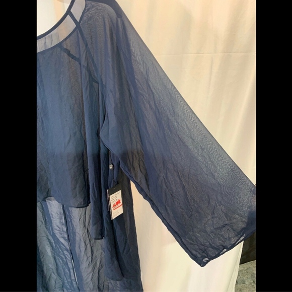 NWT Adrianna Papell Poncho Covering Sheer Top in‎ Blue [PLUS SZ 22W ] - Picture 4 of 8